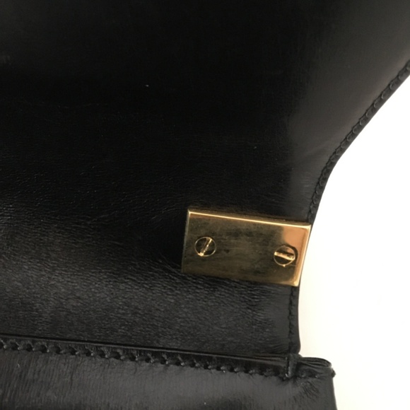 Gucci Black Leather Handbag 2 Way Straps 1980's Vintage - Picture 3 of 15